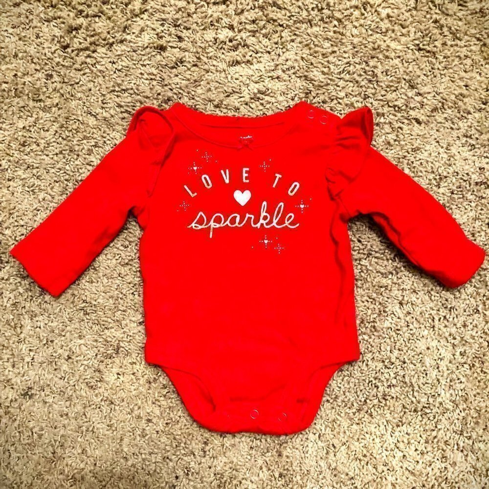 Carter's red long sleeve onesie sz 3 months